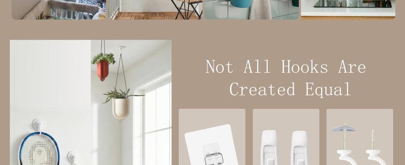 Adhesive Wall & Ceiling Decor Hooks: 4-Pack 3 lbs Heavy Duty No-Drill 360° Swivel Adjustable for Hanging Home Accents Lights Plants Wind Chimes Compatible with 3M Command Strips