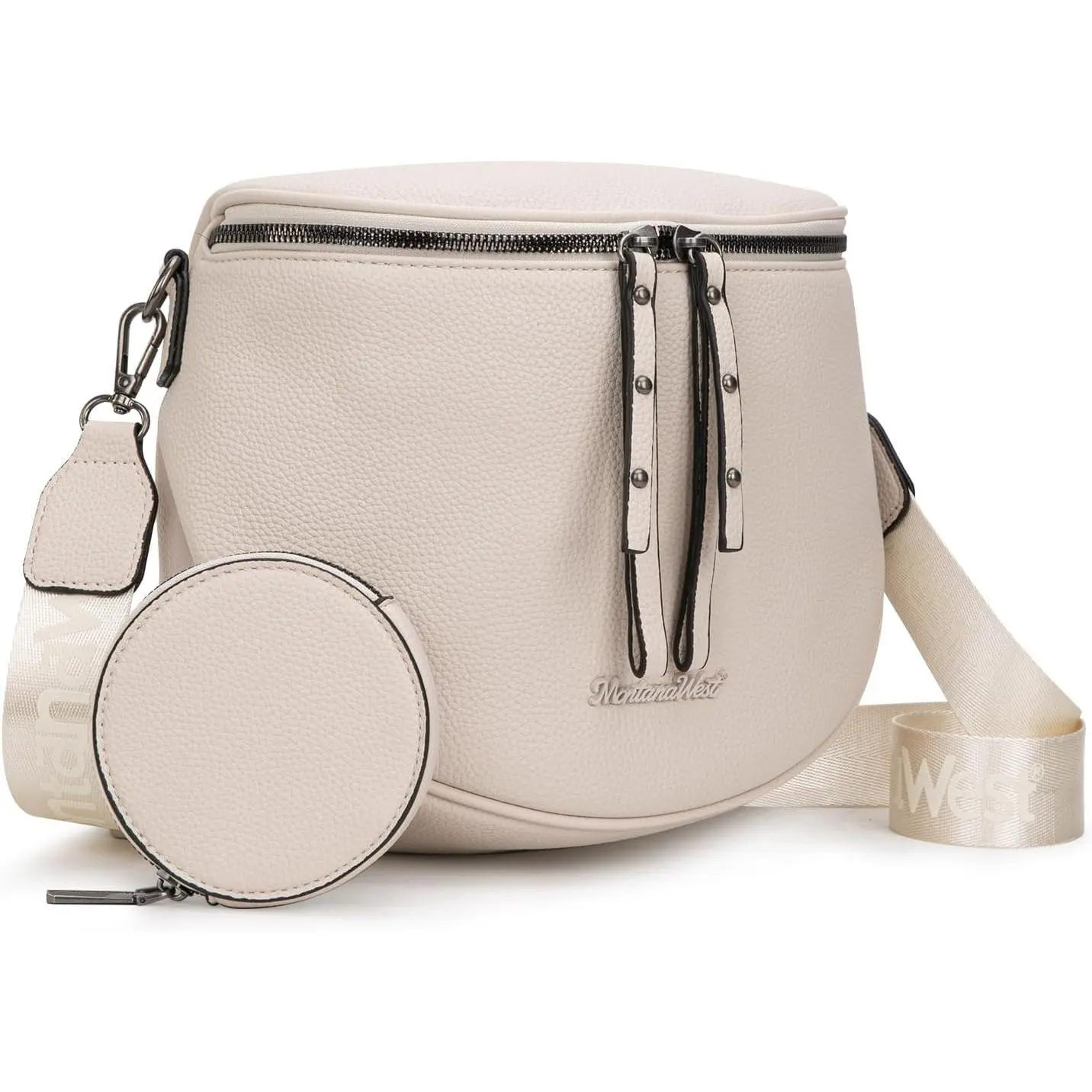 Crossbody Bag for Women, Large Bum Bag Purse Soft Vegan Leather Travel Fanny Pack with Coin Purse