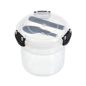 600ml/20oz 1/pack Overnight Oat Cups Yogurt Cups Individual Breakfast Cups Milk Cups Breakfast Cups Soy Milk Cups With Spoons, Covers and Sealed
