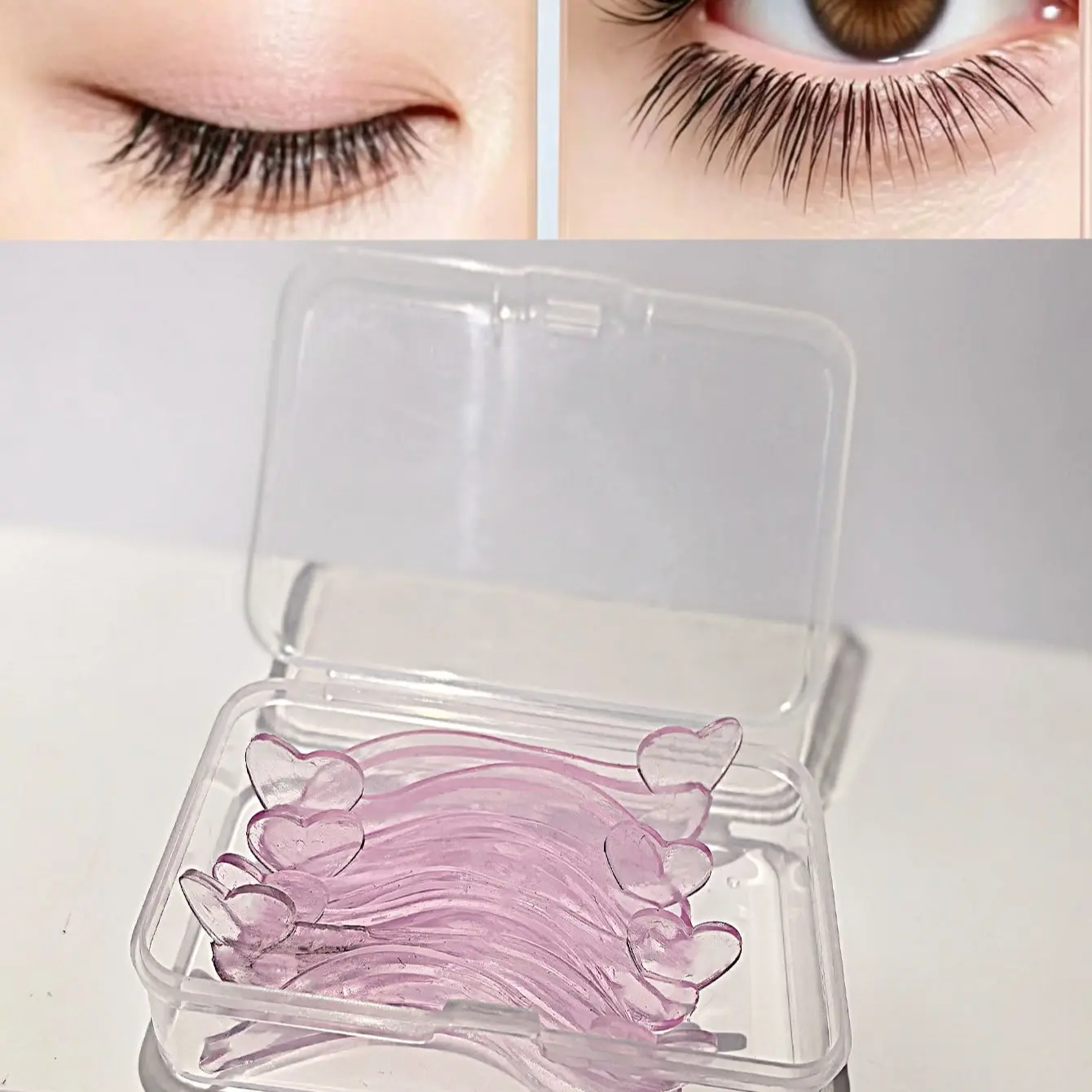 Self-Adhesive Eyelash Lift Pad, Soft Silicone Eyelash Curler Protector, Reusable Gel Texture, Heart Pattern, Jelly, Home Use, Home Beauty Tool