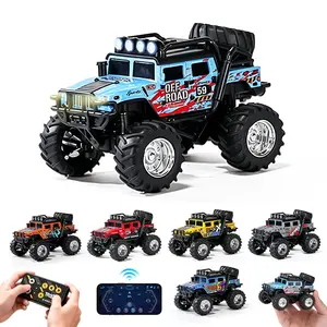 1:64 Scale Mini Metal Monster Truck RC Car, LED Lights, Three-Speed Adjustable, Dual Control, Desktop Toy, Kids Gift, Lego Remote Control Car