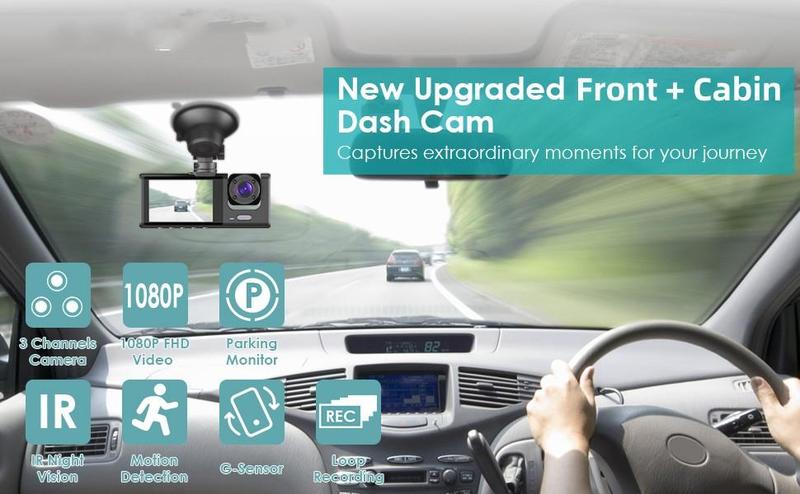 Dash Camera for Car Security Camera Dash Cam Mini Car Recorder 2 Inch Screen Front and Inside Dual Car Cameras 1080P with WDR, Night Vision, G-Sensor Auto Lock, Loop Recording