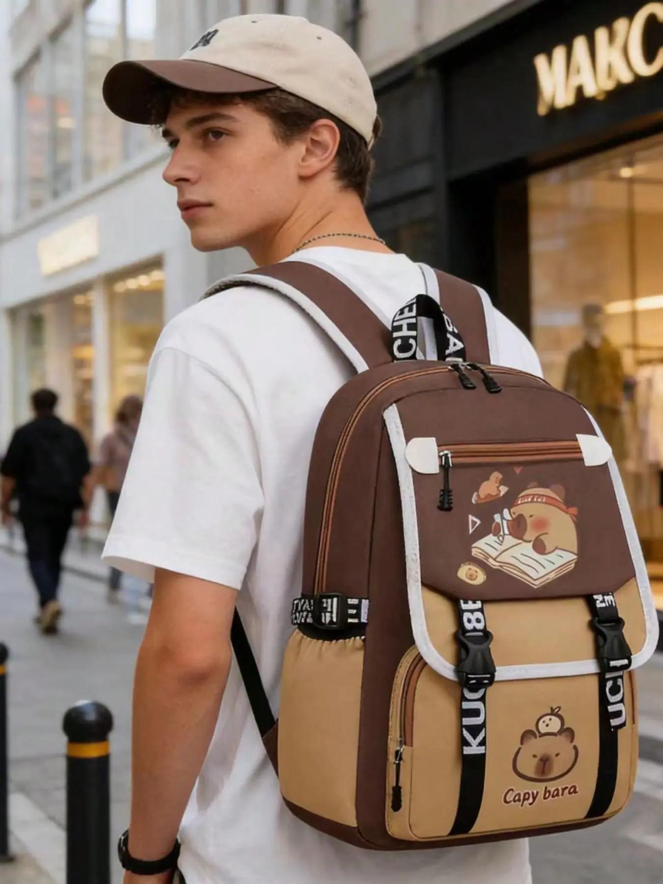 Capybara Cartoon Backpack, Large Capacity Student Bag, Cute Casual Commute Backpack, Perfect for School and Daily Use