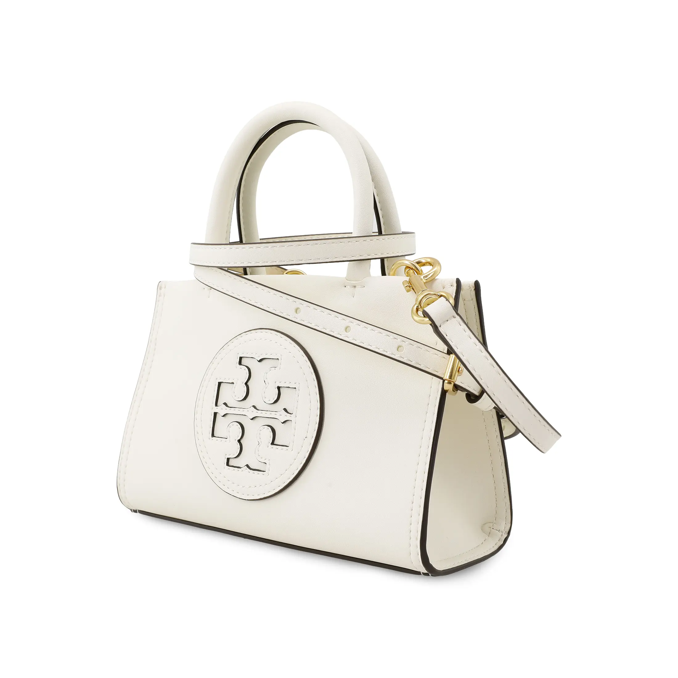 Tory Burch Ella Magnetic Snap Tote Bag for Women – Adjustable Detachable Strap, Faux Fur, Mini Style, White