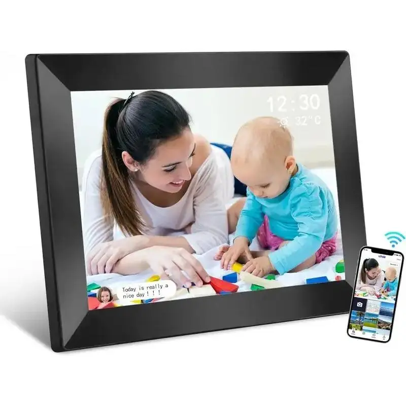 10.1 in HD Display Rectangle Wi-Fi Sync Digital Photo Frame, 16GB Storage, Electronic Home Decor Picture Frame for Slideshow