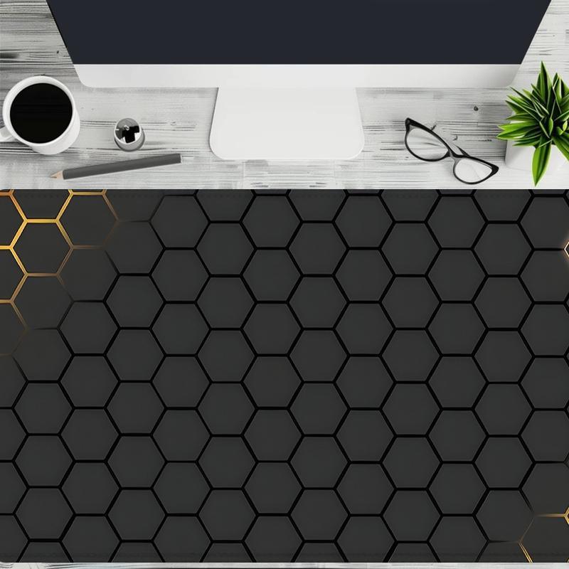 Thickened Honeycomb Pattern Gaming Mouse Pad, Non Slip Mousepad, Non-slip Rubber Base Mouse Pad, Universal Stitched Edges Keyboard Mouse Mat, Desk Pad for Office and Home