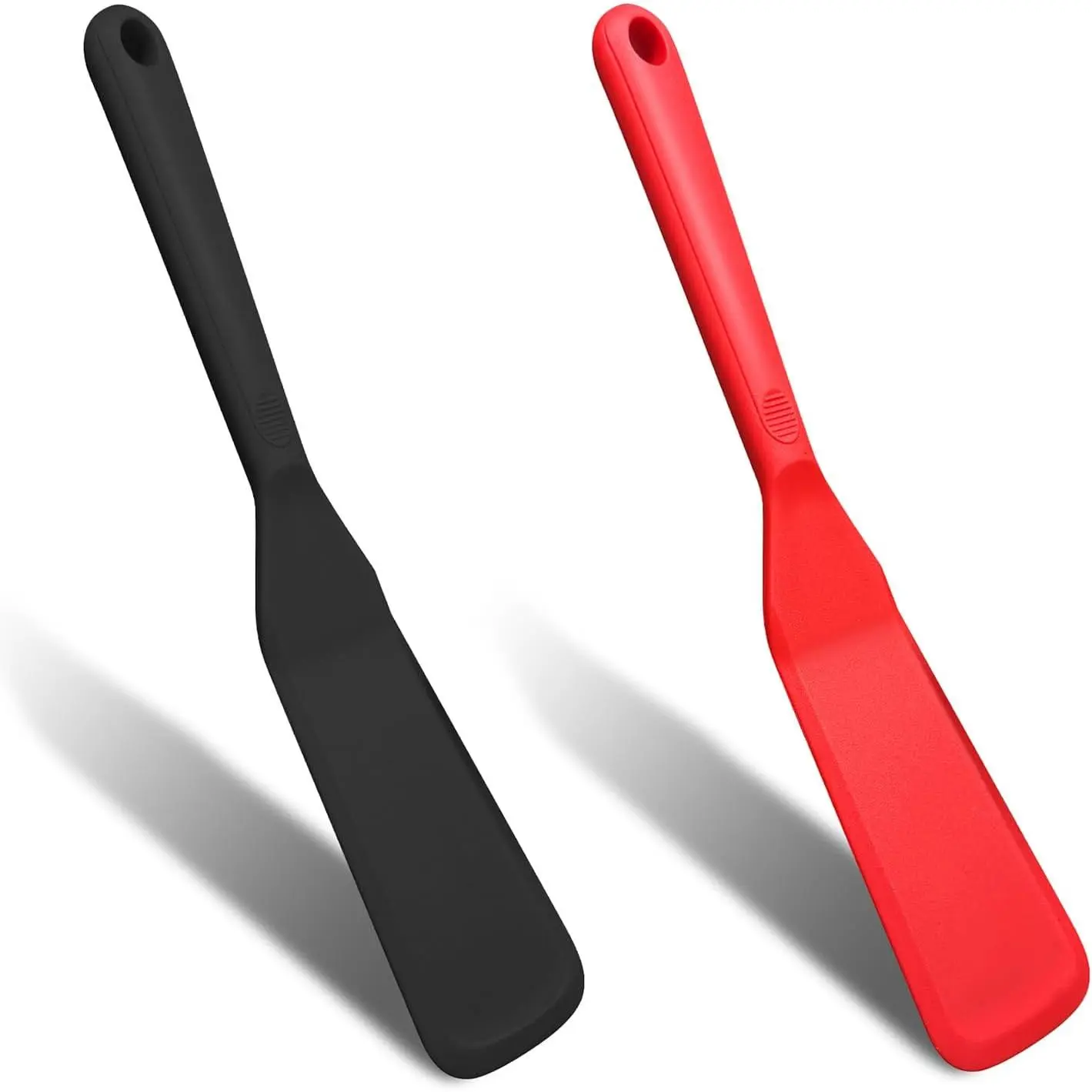 Nonstick Cookware Spatula, 2 Pack (Black and Red) | Heat Resistant, Non Stick, Long, Comfortable Grip