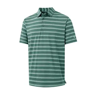 MAELREG Mens Short Sleeve Striped Golf Polo – Dry Fit Moisture Wicking Short Sleeve Performance Athletic Collared Golf Shirt