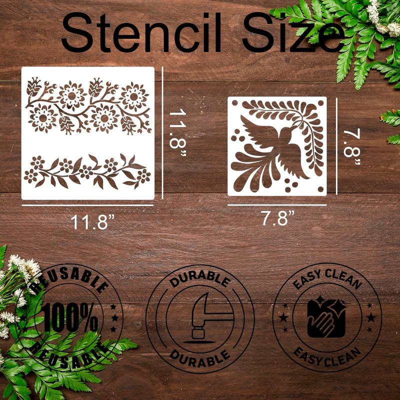 Talavera Stencil  Tile Stencil Floral Folk Mexican Stencils for Painting on Wall Floor Furniture  Home Decor