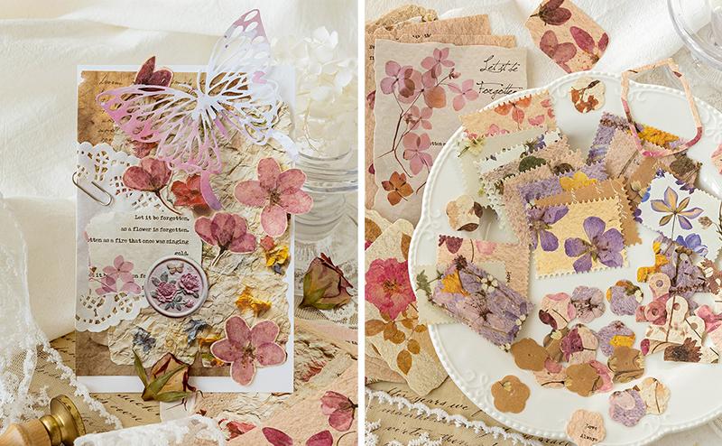 120 Pcs Scrapbook Paper  4 Floral Embossed TexturedRice Craft Paper Assorted Special Cards paper Mix for Scrapbooking Junk Journal Journaling Supplies Planner Bullet Collage