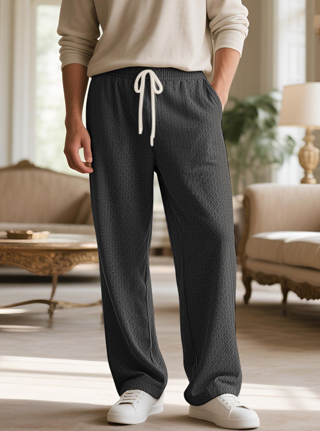 New loose casual sports pants with textured jacquard knit, European and American , available on Temu