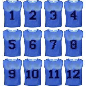 12 pcs Duramesh Pinnies/Scrimmage Vest - Kids Youth and Adult Numbered Penny Jerseys for Soccer