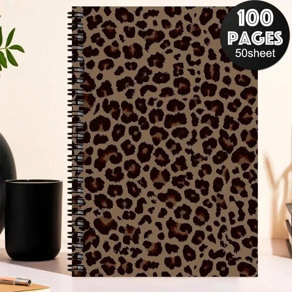 1pc Cute Leopard & Zebra Print Spiral Notebook - Diary With Bowknot Decoration Cover, Suitable For School, Office, Travel, Journaling, Planning - Portable Writing Notebook - Animal Pattern Diary Gift School Supplies - Spiral Bound Notepad