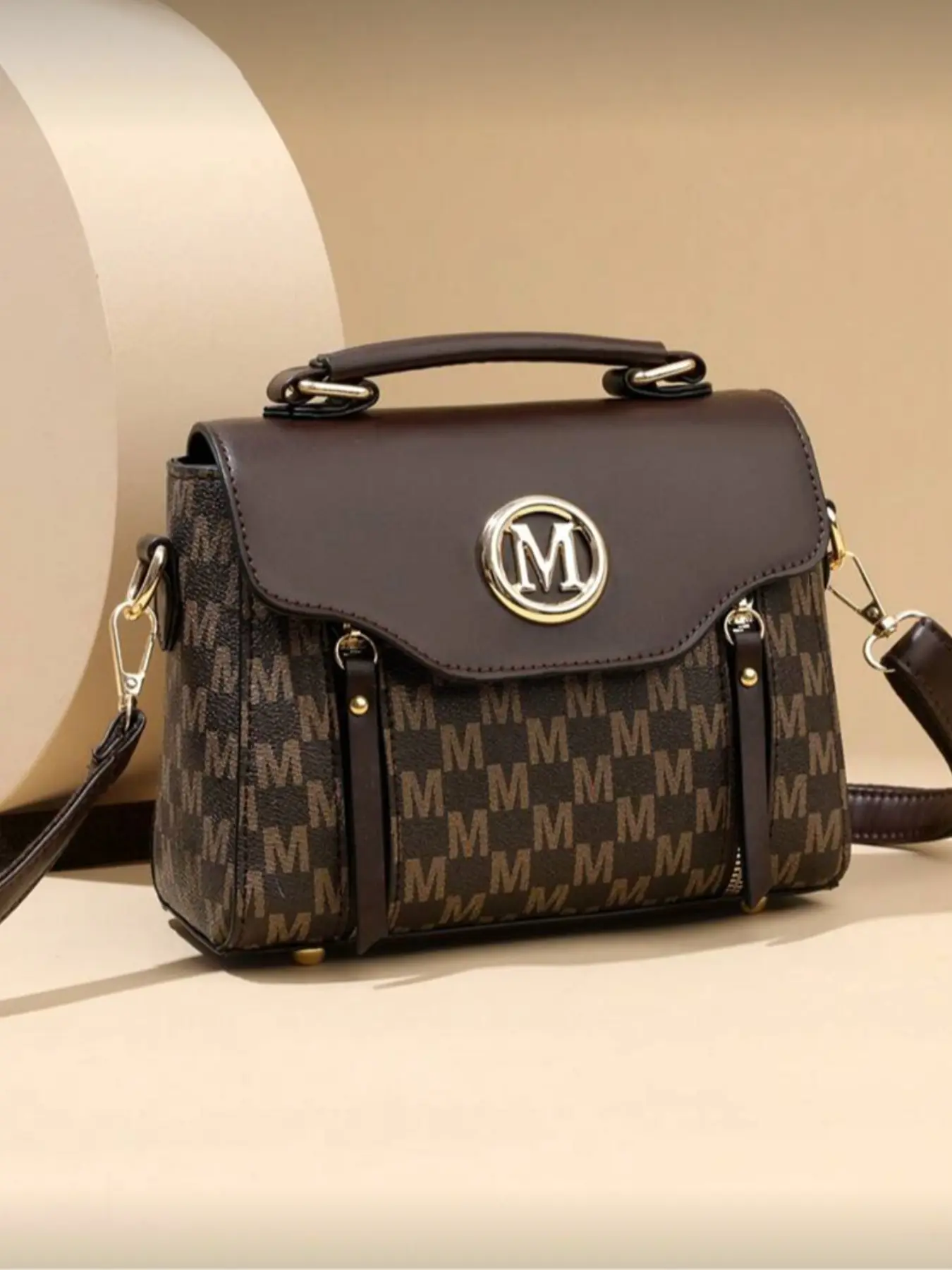 Vintage Minimalist Print Crossbody Bag, Adjustable PU Strap, Flap Closure, Stylish and Functional Premium Casual Shoulder Bag for Everyday Use, Casual Trendy Bag, Casual Crossbody Bags