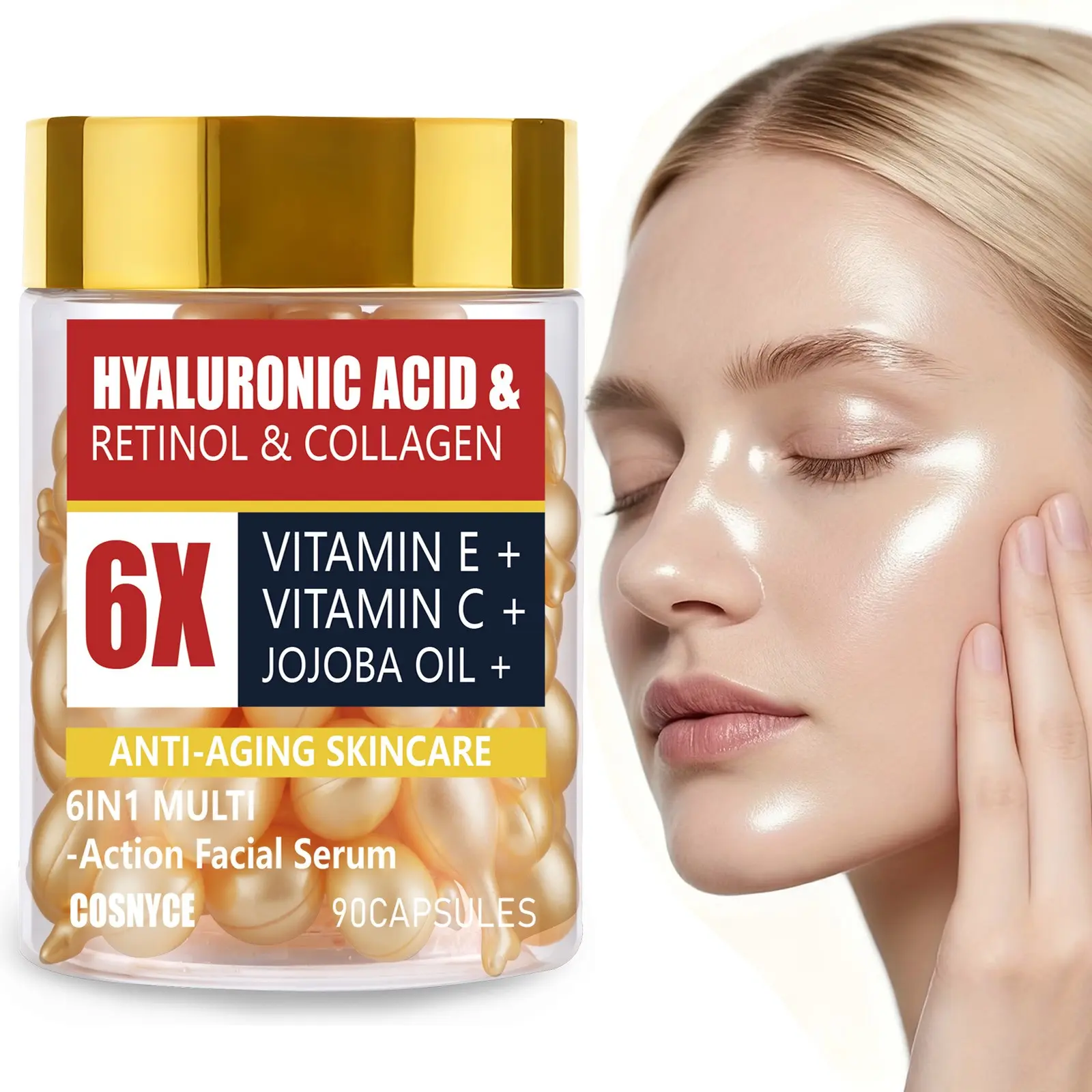 90pcs6x Facial Essence, Firming Serum, Deep Hydration, Smooth Skin, Suitable for All Skin Types, Liquid Form, 24 Months Shelf Life