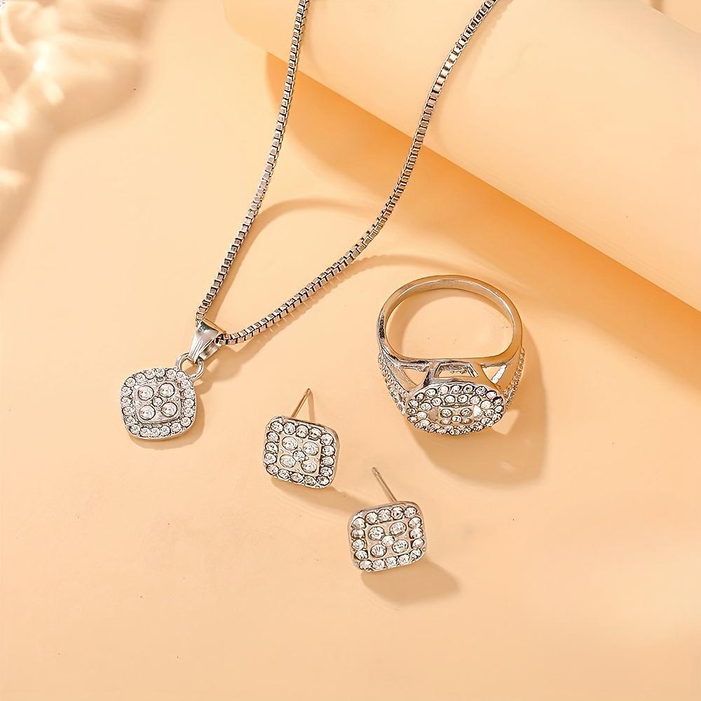 Elegant Pendant Necklace, Earrings and Ring Set, Unisex Style