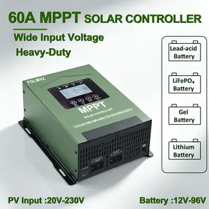 60A MPPT Solar Charge Controllerr - 20-230V Wide PV Input 12-96V Battery System All Batteries Compatible Perfect for RV Sailboat Yacht & Off-Grid Power