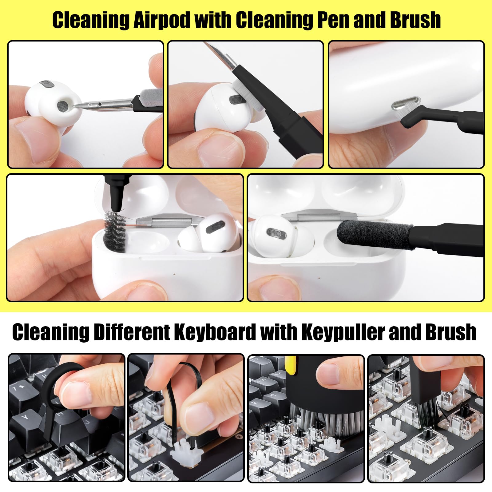 Multifunctional Cleaning Kit for Phone, AirPod, Camera, Multi-Tool Cleaning Kit, Portable Design Electronic Devices Cleaning Kit, Camera Care Accessories for Cleaning Phone Holes, Camera Cleaner
