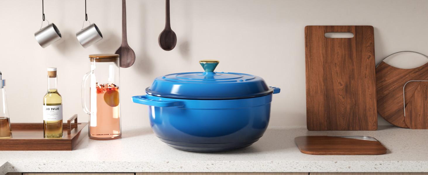 ROVSUN Enameled Cast Iron Round Dutch Oven, 5/6/7.5QT Pot with Lid &Dual Handles with Silicone Gloves,Oven Safe up to 500°F, Heavy-Duty Pre-Seasoned Cookware for Bread Baking, Braising, Stews, Roasting,Nonstick Durable Cooking,TikTokShopBlackFriday