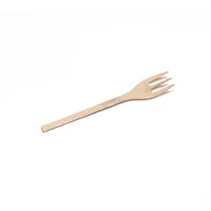 Disposable 125mm Bamboo Fork, Eco-Friendly Biodegradable Meal Fork, Fruit Fork, Rice Fork, Three-Tined Fork, Sustainable Dining Utensil