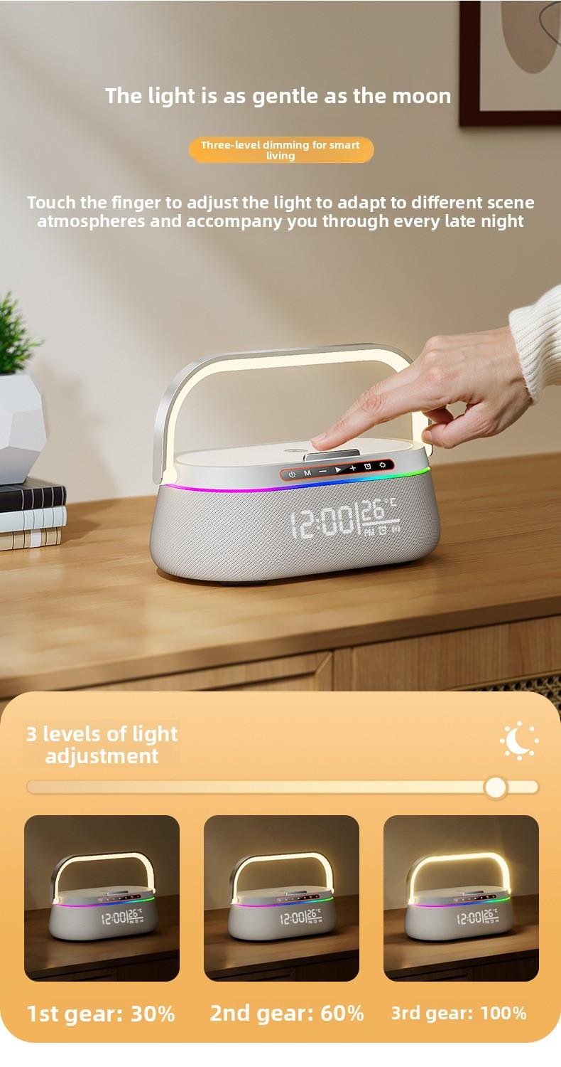 Best-selling all-in-one wireless charger, colorful LED smart desktop clock, alarm clock, portable Bluetooth speaker