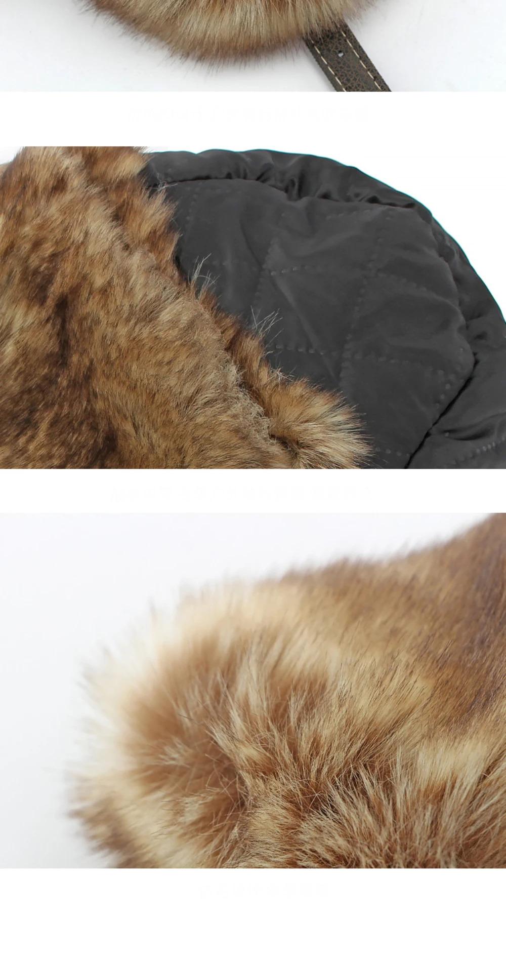 HT4241 Bomber Hat New Thick Warm Men Women Russian Fur Hat Male Windproof PU Leather Ski Trapper Earflap Cap Winter Hat Ushanka