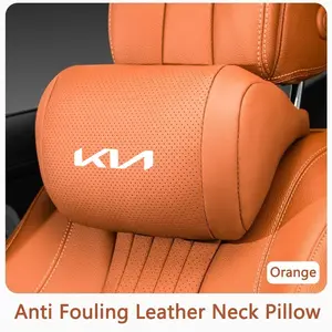 Leather Automotive Car Seat Headrest Breathable Neck Pillow Auto Comfortable Protector Cushion Fits For KIA KN Rio Ceed Sportage Cerato Soul Sorento Optima Picanto Auto Interior Accessories