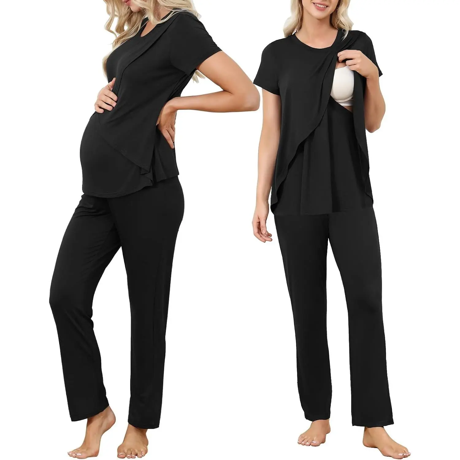 Maternity Nursing Pajama Set Breastfeeding Labor Pjs Postpartum Lounge Sets for Women Pregnancy Sleepwear