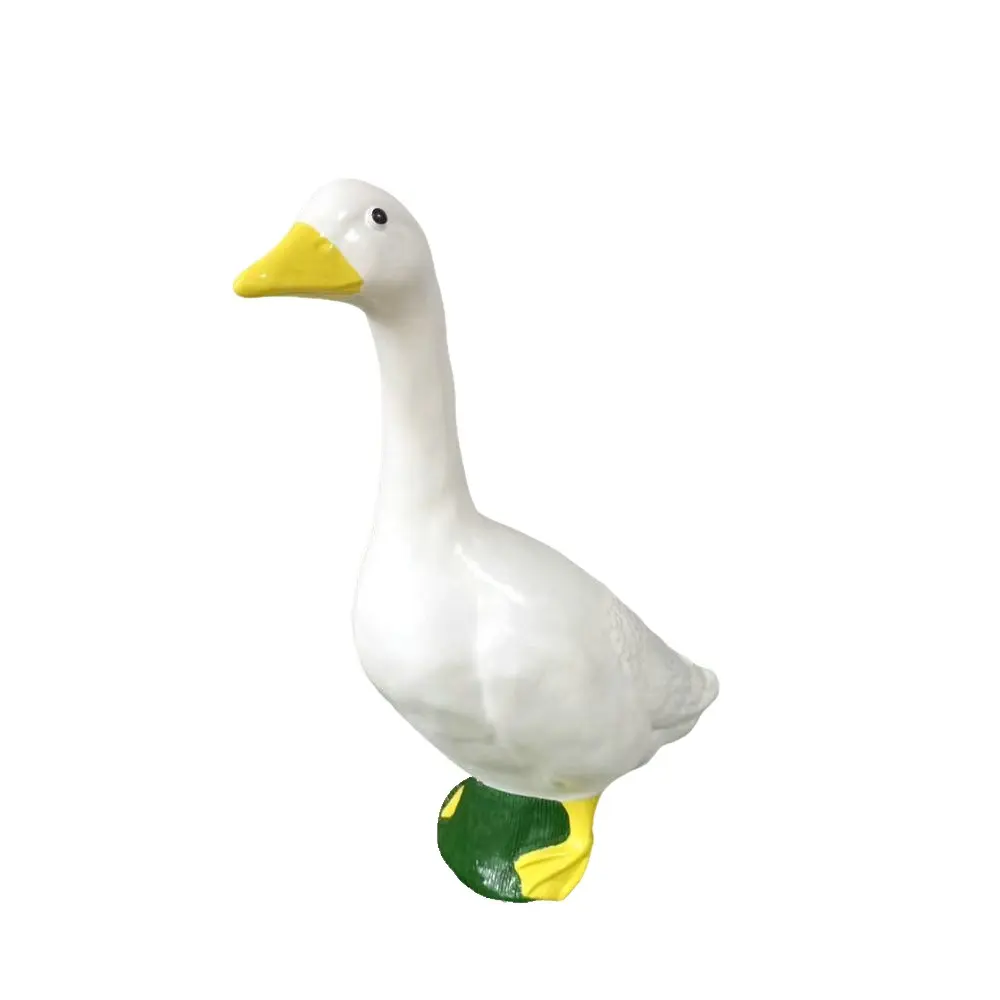 White Goose Resin Statue Craft Ornament Waterproof Durable Home Garden Yard Porch Decorative Figurine Art Decor Indoor Outdoor Desktop Shelf Display Sculpture