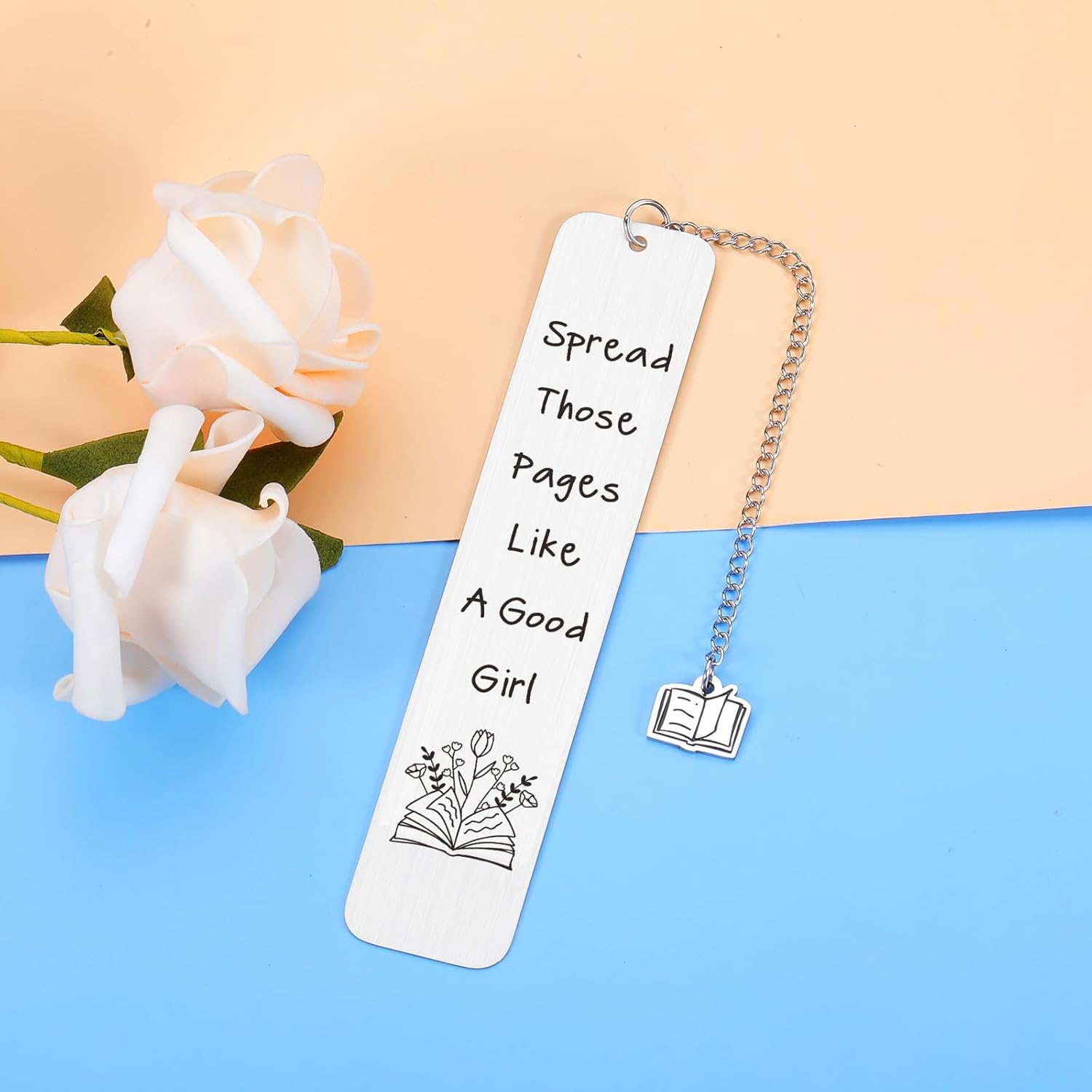 Stainless Steel Bookmark, 1 Count Letter Pattern Book Mark with Chain, Reading Bookmark, Book Accessories, Bookworm Gift, Book Club Gift for Women & Girls