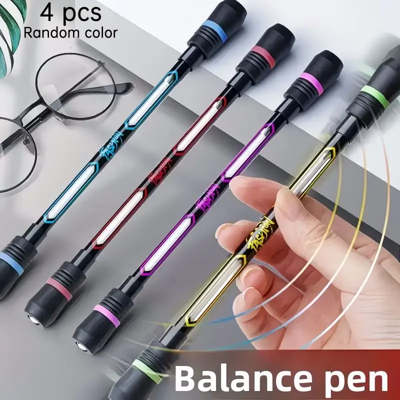 4pcs Cool Internet Trendy Rotating Pencils, Flexible Hand Training, Anti-Drop Anti-Slip Writing Function, Balance Rotating Pencil Set