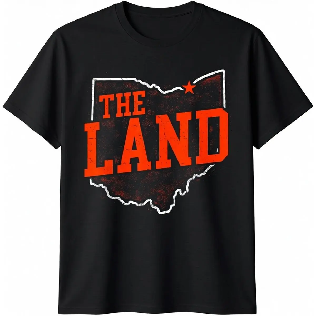 Men's 100% Cotton Retro "The Land" Cleveland Ohio Travel Souvenir Short-Sleeve Basic Casual T-Shirt, Men's Top, Streetwear, Shortsleeve, Classic, Fashion, Menswear, Round Neck, Fashion Apparel, Graphic Print
