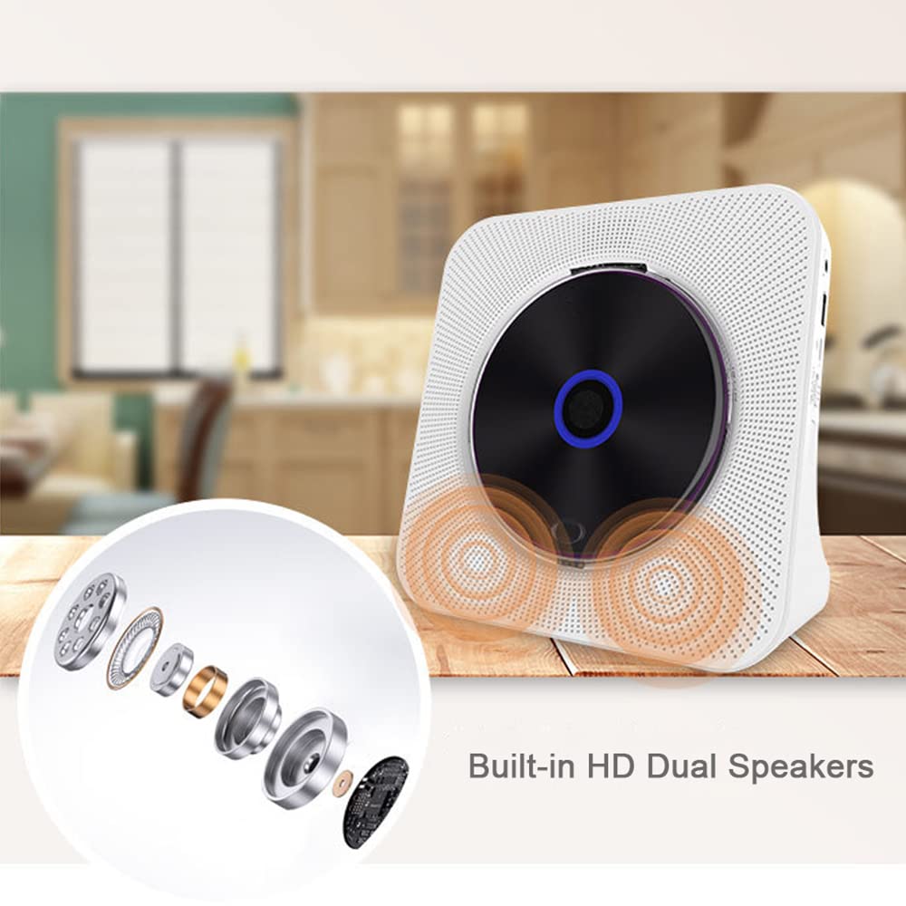 MEGICOT Portable CD Player, Desktop Vertical MP3 Music Player with Built in Speaker, Bluetooth-compatible CD Player with Speakers, Remote Control, FM Radio, USB Flash AUX, DVD, Audio Player, Digital Products