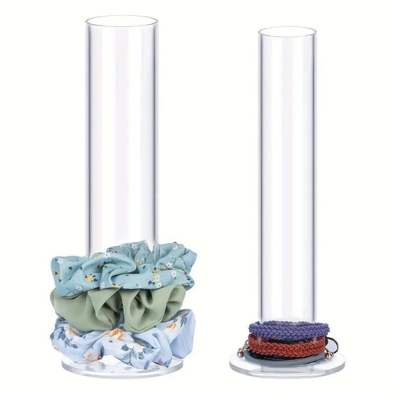 2-Pack Acrylic Hair Rings and Accessories Storage Set - Clear Headband, Bracelet and Watch Display Stand with Simple Design - Perfect for Bedroom or Bathroom Decor
