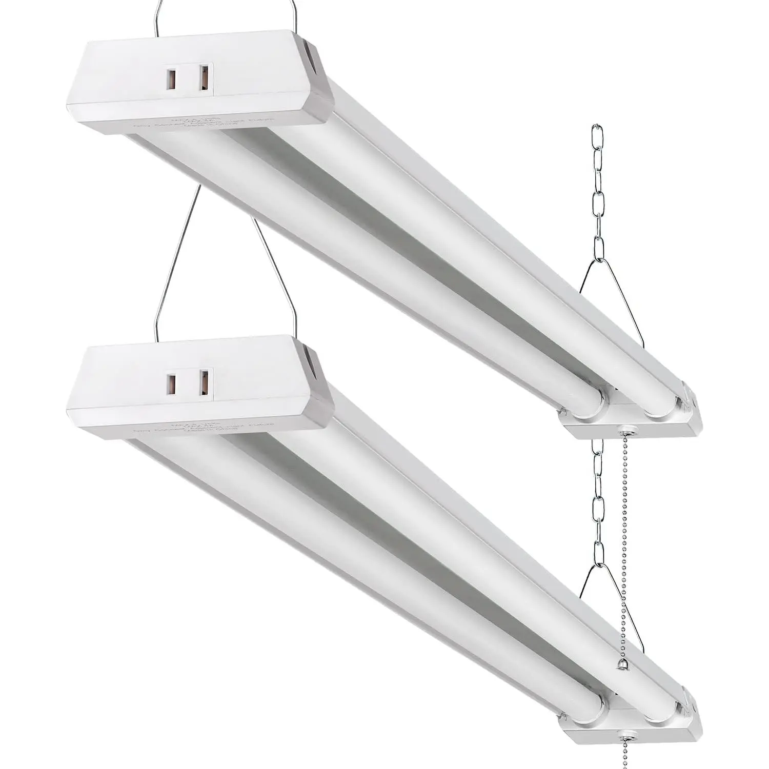 4FT Linkable LED Shop Light for Garages, 42W 4800LM 5000K  Led Shop Lights, Ceiling Light with Pull Chain (/Off), Linear Worklight Fixture with Plug, 2 Pack