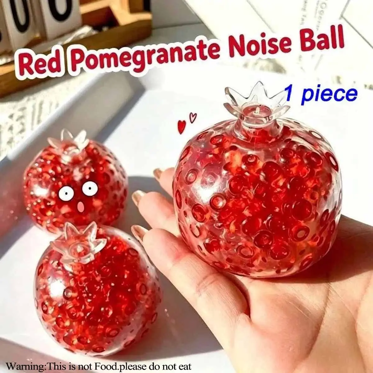Red Pomegranate Crunchy Stress Ball Fidget Toys Squishy Fidgets Handmade Pomegranate Ball Squeeze Toy Stretchable Relieve Anxiety Toy for Adult Stress Relief Squishy Sensory Stress Balls
