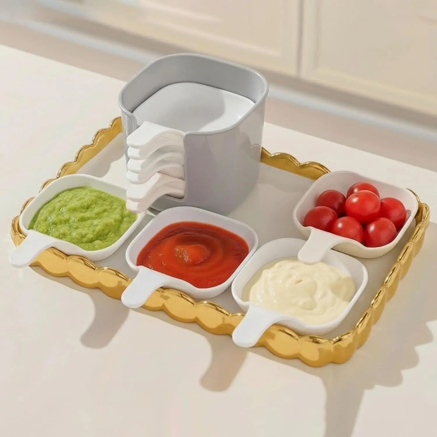 Condiment Dish 7 pack Set-Sauce Dishes, Spice Bowls, Dipping Bowls Set, Sauce Server Set For Tabletop Entertaining