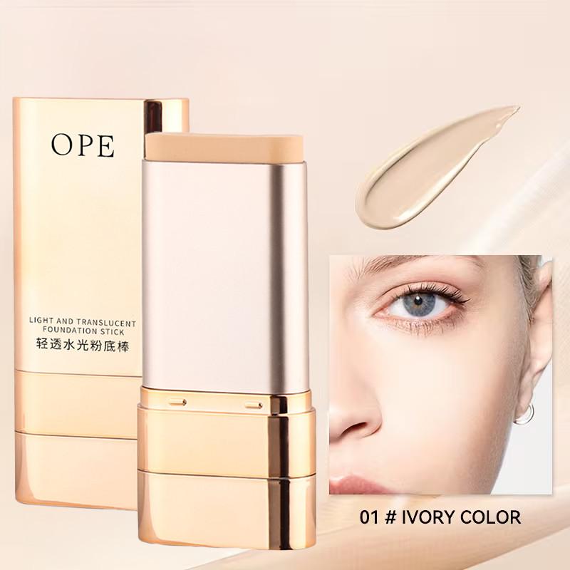 Dewy Foundation Stick, Waterproof Sweatproof, All-Day Wear,  Brush for Quick Application, High Coverage Conceals Acne & Spots, Creates Natural Dewy Skin, Ideal for Lazy Beginners Daily Commute