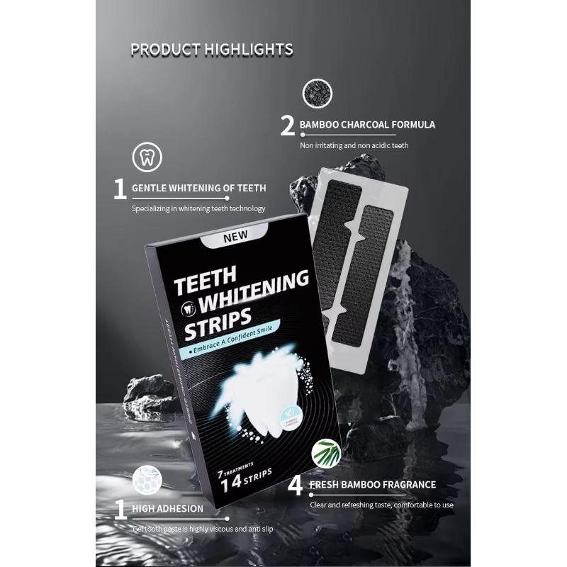 Bamboo charcoal enzyme fresh smoke tea stain removal whitening teeth strips HP bleaching strips Gift