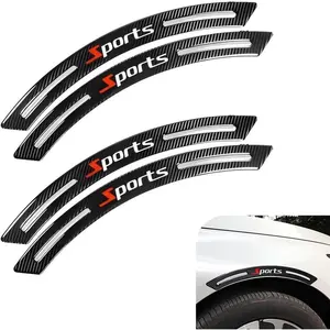 4 PCS Car Wheel Eyebrow Non-Collision Strips, Anti-Scratch Carbon Fiber Reflective Fender Protector, Sporty Car Wheel Arch Anti-Collision Stickers, Universal for Most Cars (White)