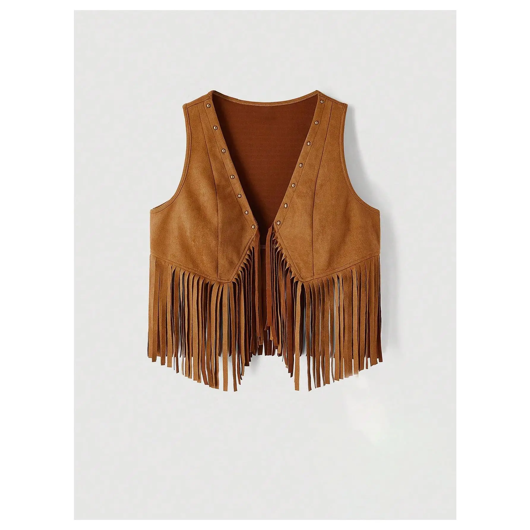 Plus Size Studded Fringe Vest Hippie Sleeveless Jacket Cardigan, Country Concert Outfits