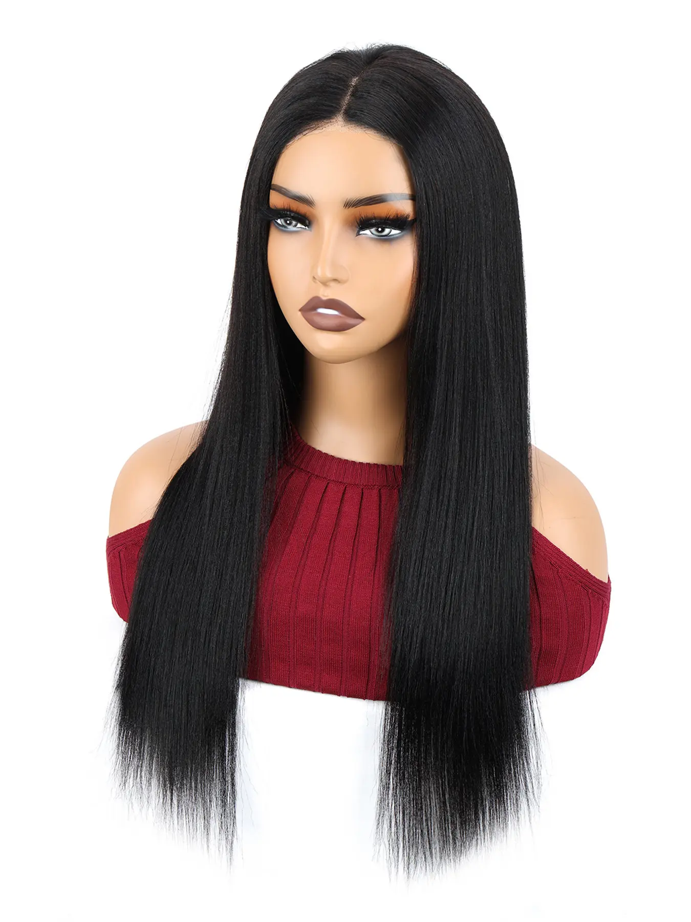 4x4 Yaki Straight Gluless Lace Front Wig , No Glue Required, 100% Human Hair, Comfortable Fit, Natural Look, Ideal for Daily Use & Special Occasions