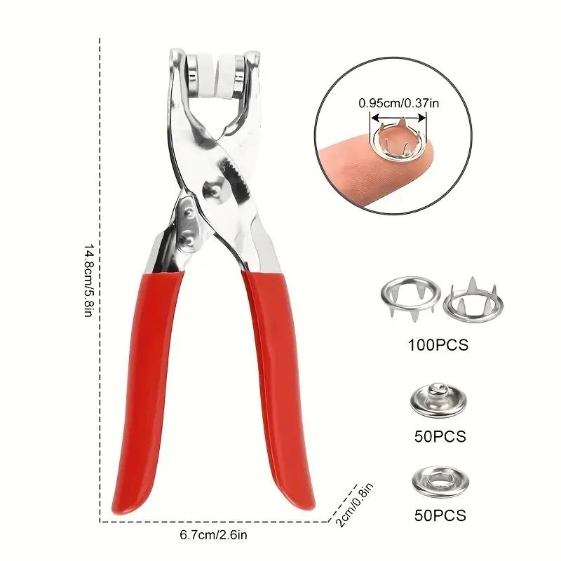 Buttons & Pliers Tool Kit, Including 200pcs Metal Sewing Button & 1count Snap Fastener Pliers Set, Easy DIY Clothes Sewing Accessories, Sewing Supplies Crafts