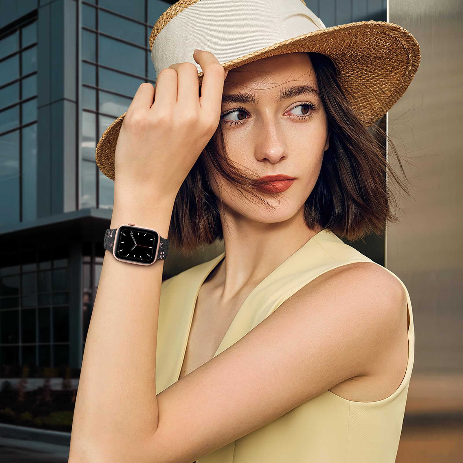 Floral Engraved Strap For Apple Watch Band 46mm 41mm 40mm 44mm 45mm 42mm 49mm Silicone Sport iWatch Series 11 10 SE 9 8 Ultra 2