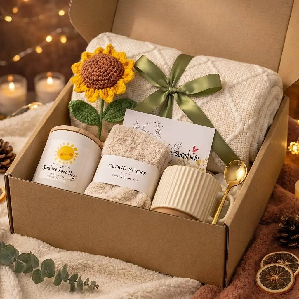 Women's Gift Basket, Sunflower Theme Self-Love Box, Unique Birthday Gift, Perfect for Best Friends, Mothers, Sisters, Anniversary Occasion