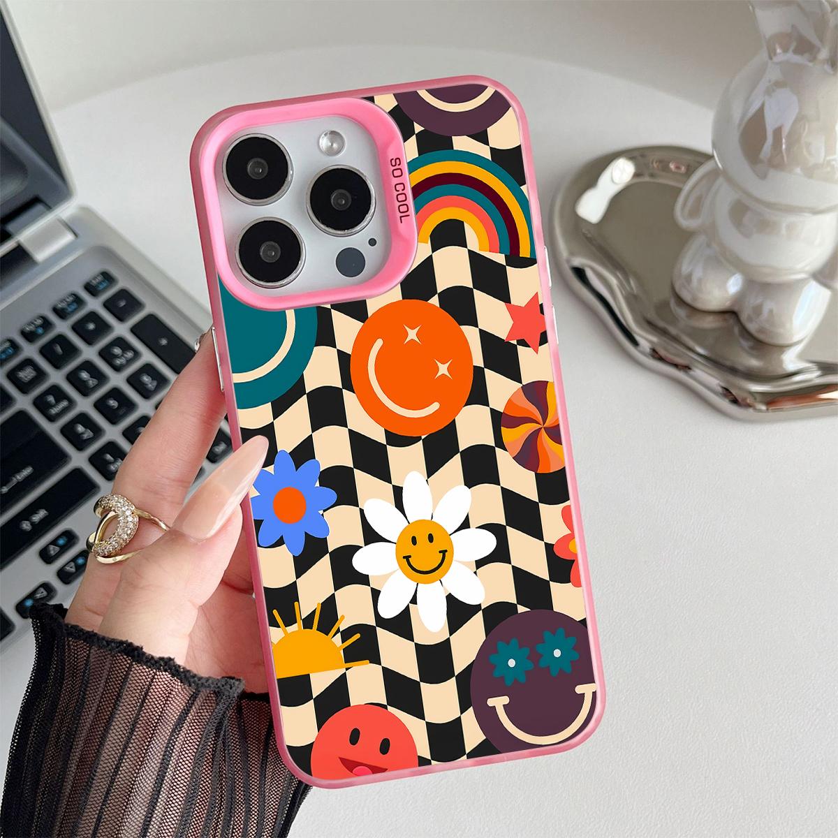 Creative Checkered Pattern Shockproof Phone Case for iPhone 7 8 X XR 11 12 13 14 15 16 17 Pro Max Plus Air 17E Protecitved Cover Affordable Trendy Unique