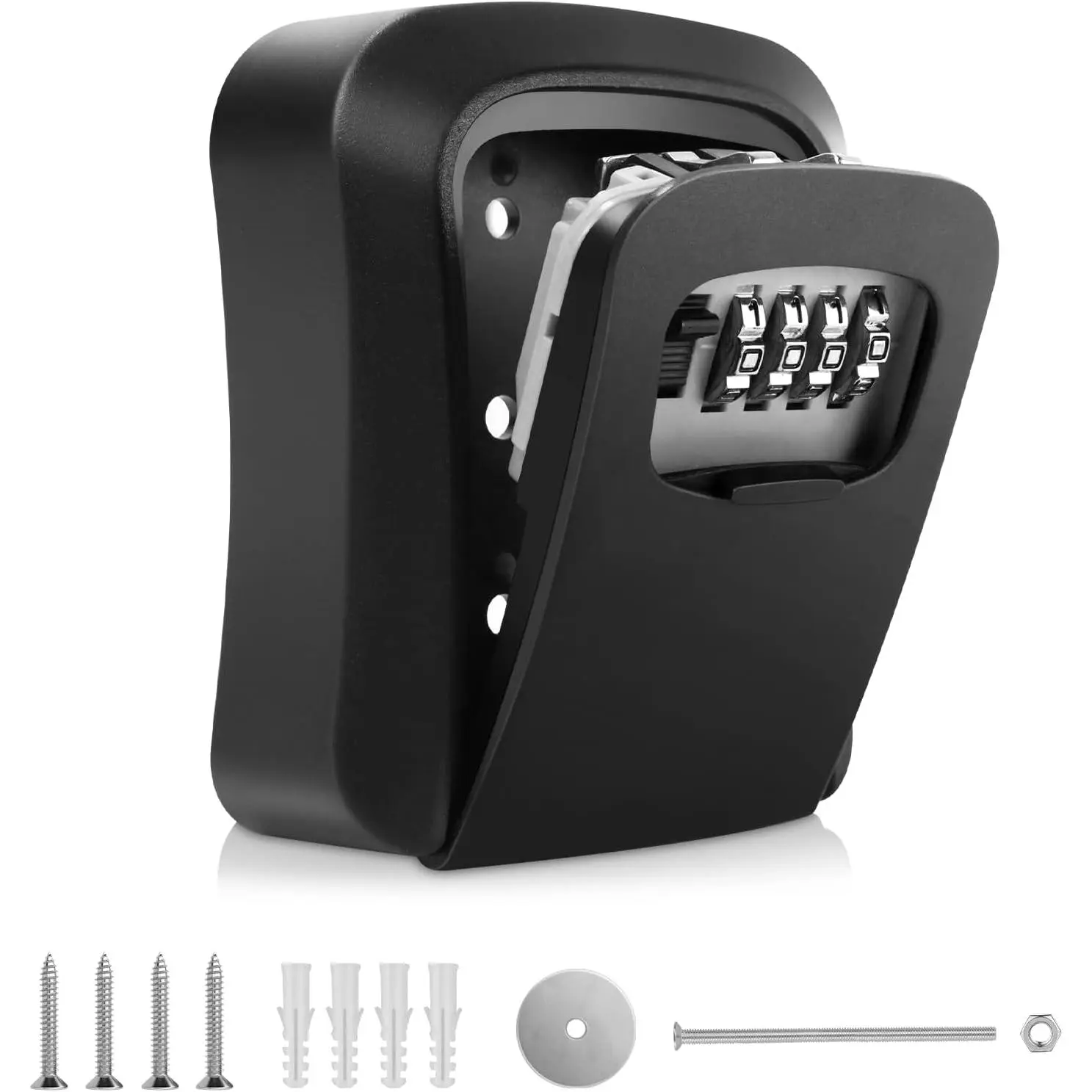 Weatherproof Heavy-Duty Wall-Mounted Key Lock Box with 4-Digit Combination and Anti- , Large Capacity for Indoor and Outdoor Use