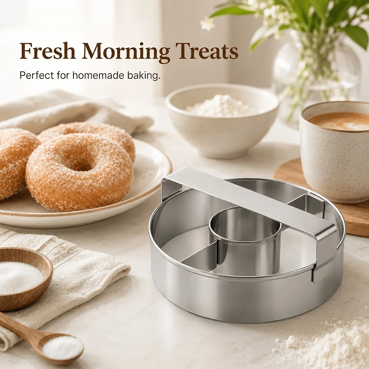Donut Cutter for Donut Making, Cookie Baking, and Bread Cutting   Ideal for Home Baking & DIY Baking   Multi-functional Cookie Mold – Durable Baking & Decorating Mold – Rustproof – Easy to Clean