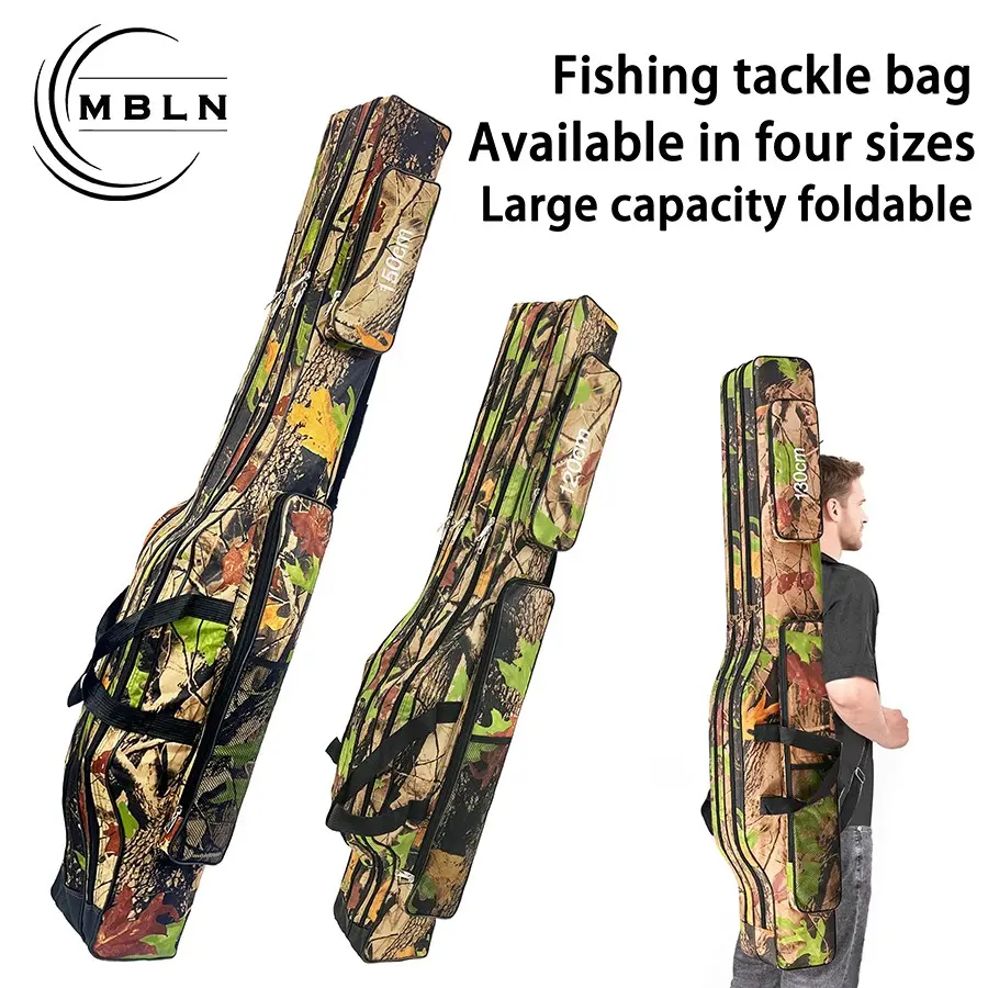 MBLN Camouflage Fishing Rod Bag, Large Capacity, 120cm 130cm 150cm, European Carp Fishing Reel Rod Storage Case, Durable Design