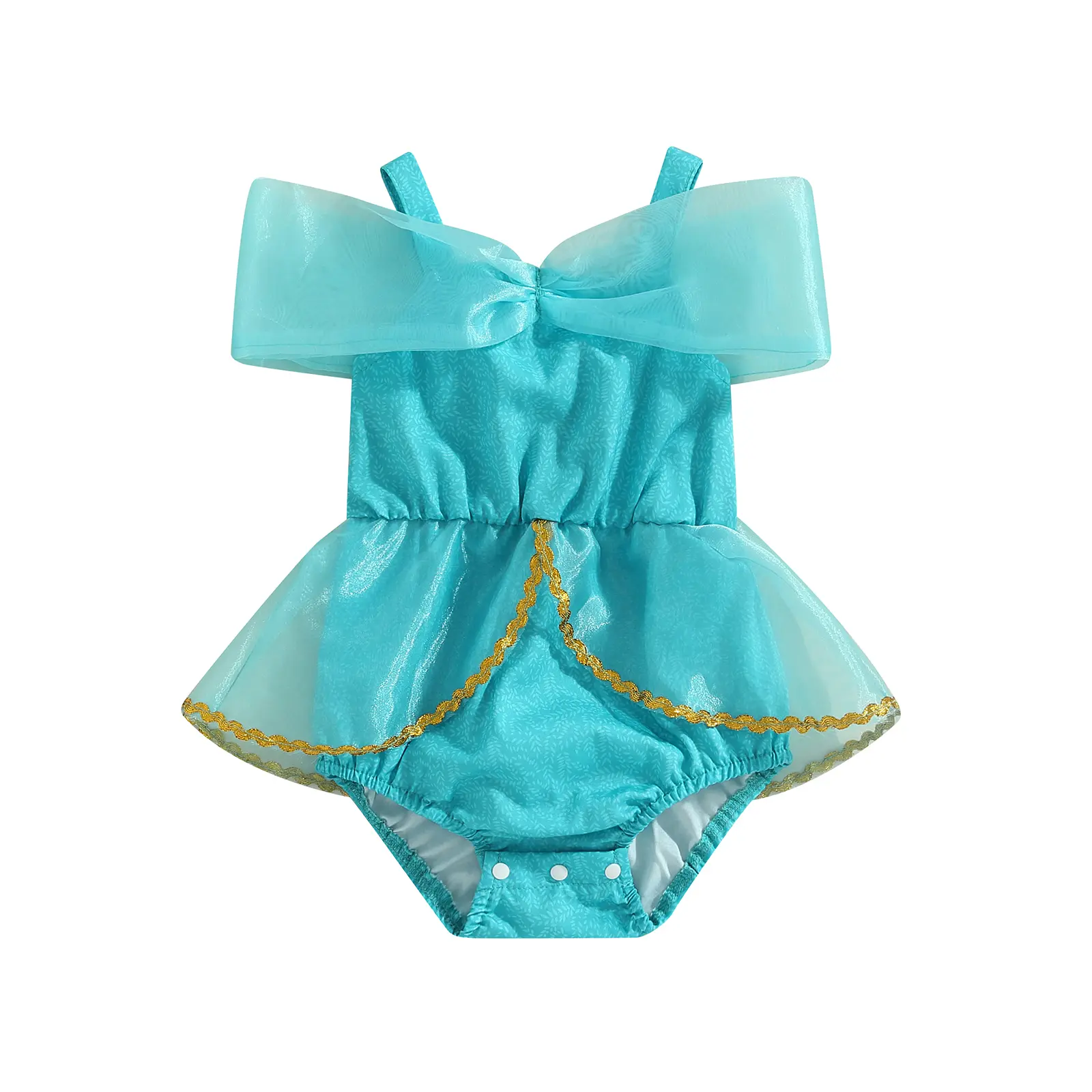 Canrulo Infant Baby Girls Princess Casual Tutu Romper Blue Sleeveless Off Shoulder Tulle Jumpsuit Clothes 0-24 Months
